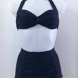 Vintage 1940s 1950s Style Black “Vittoria” Bikini Swimsuit - size S, M,L