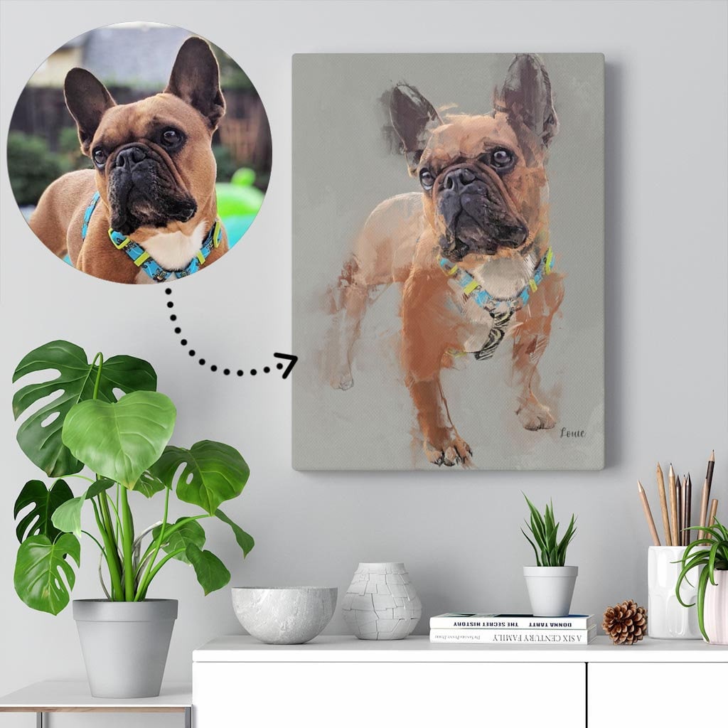 Custom Dog Canvas Art Pet Photo Into Artwork Personalized Etsy