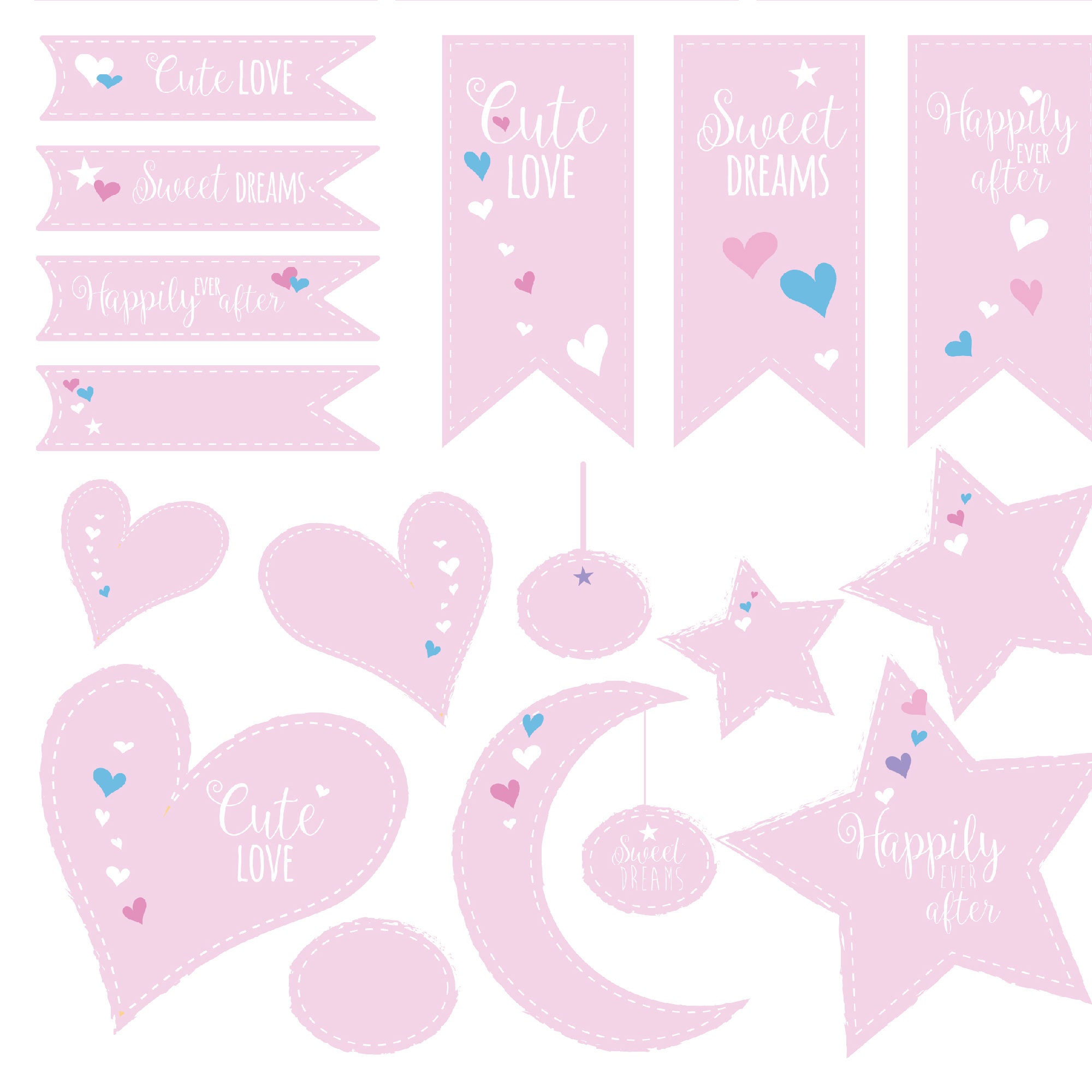 Printable Die Cuts JPG &amp; PNG. Ornaments Postcards Pennants | Etsy