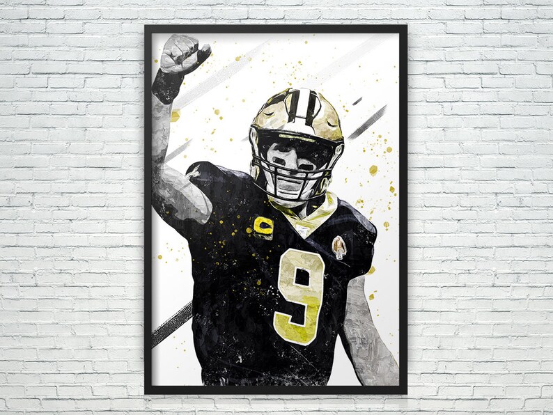 Kids Decor Football Poster Sports Art Print Birthday Gifts Frame poster Man Cave Gift Drew Brees Poster Canvas Print
