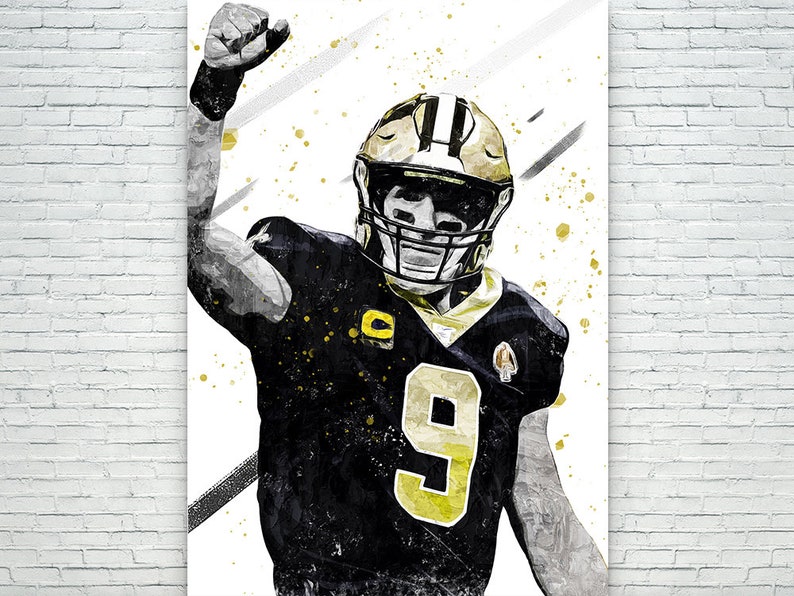 Kids Decor Football Poster Sports Art Print Birthday Gifts Frame poster Man Cave Gift Drew Brees Poster Canvas Print