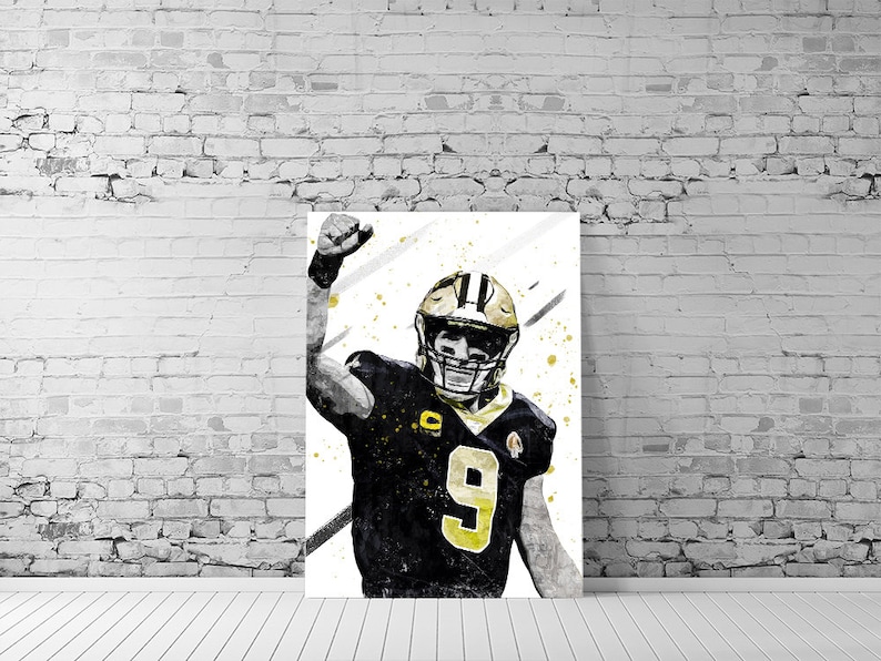 Kids Decor Football Poster Sports Art Print Birthday Gifts Frame poster Man Cave Gift Drew Brees Poster Canvas Print
