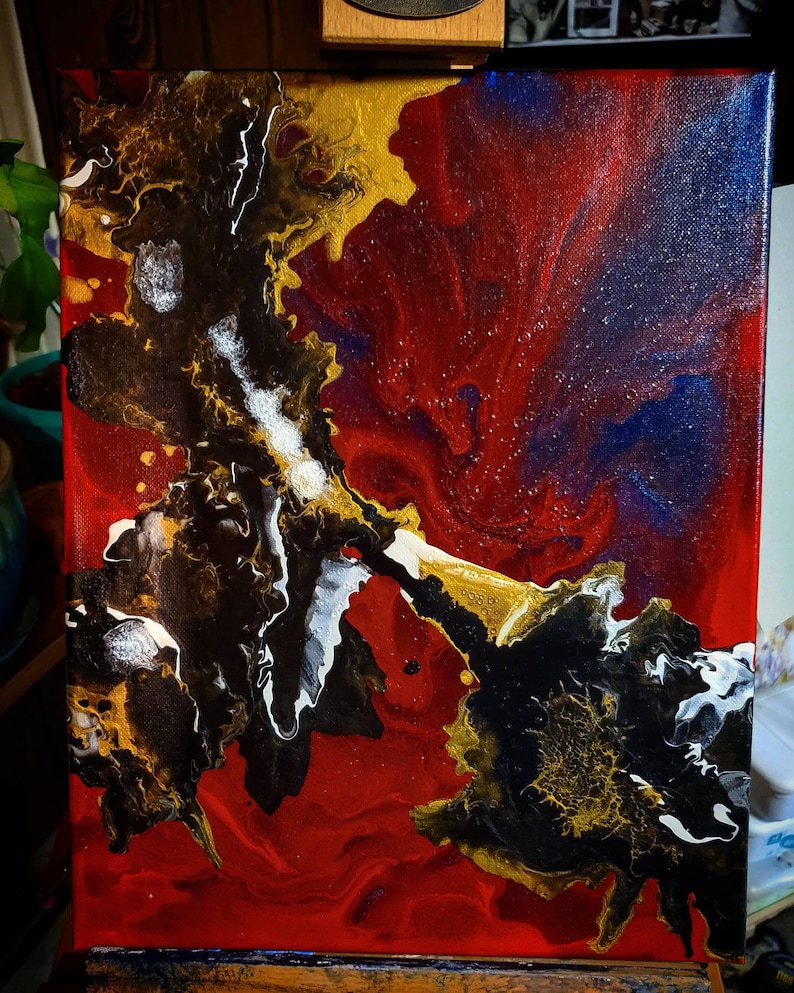 Expressionism Modern Painting 11\u00d714 Stretched Canvas Mixed Media Acrylic Wall Art Isthmus Original Abstract Painting