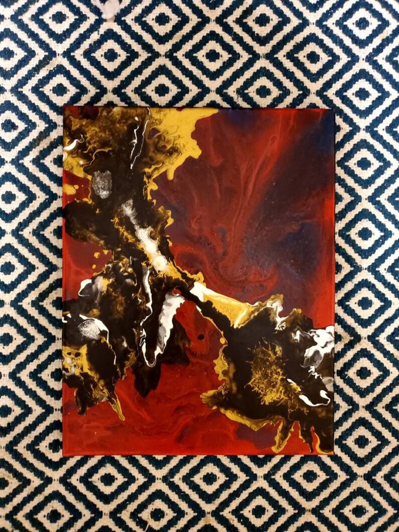 Expressionism Modern Painting 11\u00d714 Stretched Canvas Mixed Media Acrylic Wall Art Isthmus Original Abstract Painting