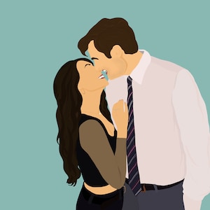 Impressão personalizada de casais/presente de aniversário para ele, presente para ela/ilustração minimalista/retrato digital de casais/desenho personalizado