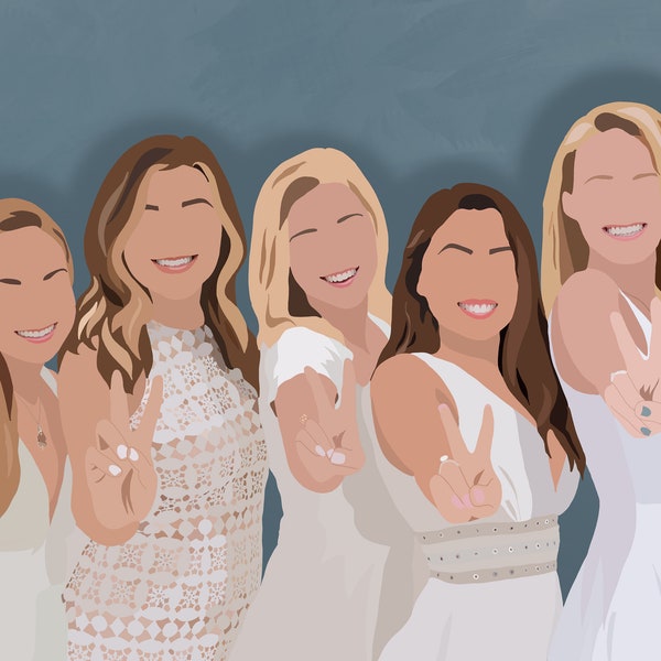 Custom Digital Group Portrait // Minimalist Illustration // Personalized // Customized Gift for friends and family!