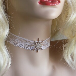 Crystal star wedding lace choker