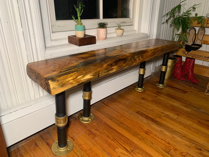 Unique Live Edge Solid Wood Slab Bench Etsy