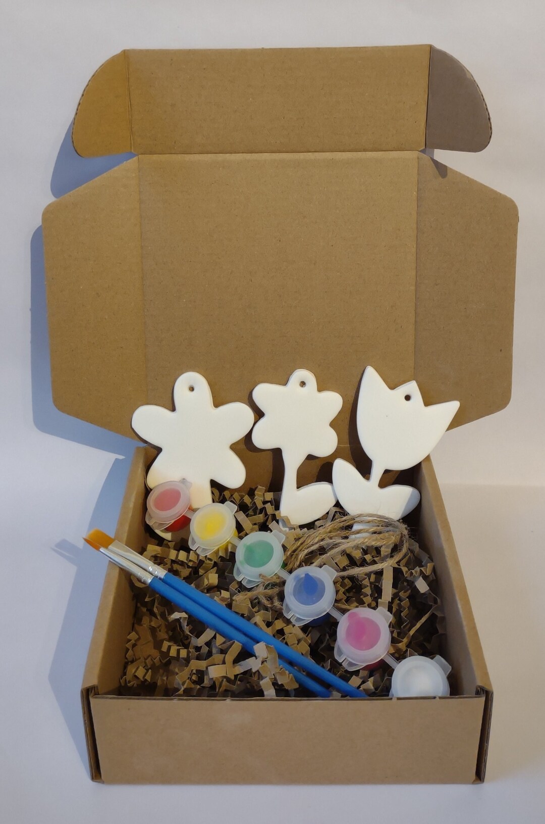 Paint Your Own Clay Decorations Flowers Kit Paint Your Own Etsy