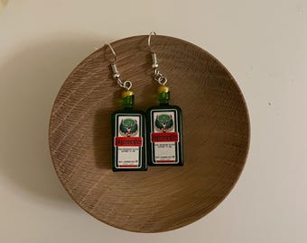Jägermeister Bottle Dangle Earrings | Novelty Liquor Bar Statement Earrings