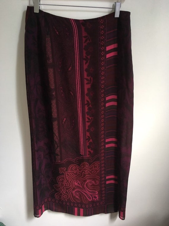 Etro Milano Designer Vintage Maxi Skirt Silk Abstr