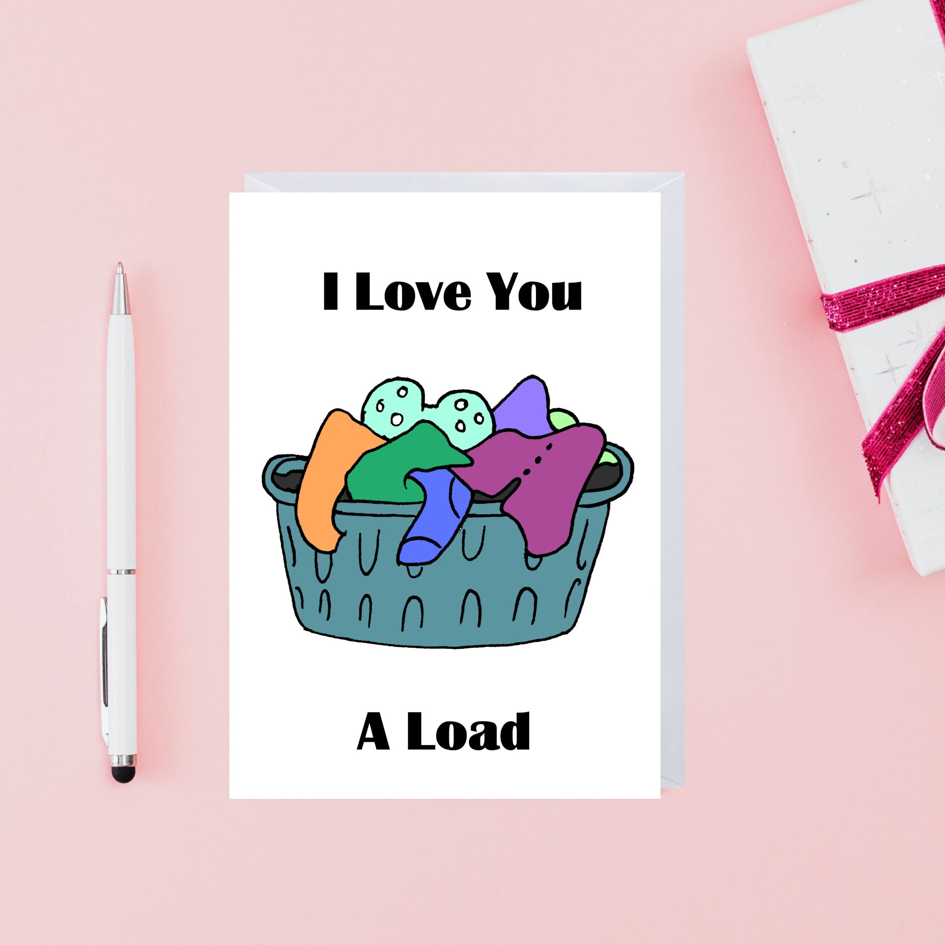 I Love You Loads Card Print Etsy