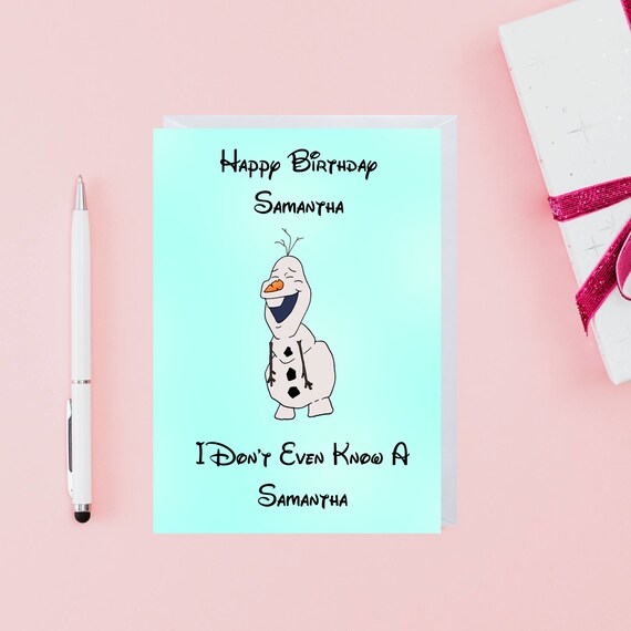 Carte Danniversaire Olaf Samantha Etsy Canada Carte Danniversaire Olaf Samantha Etsy Canada