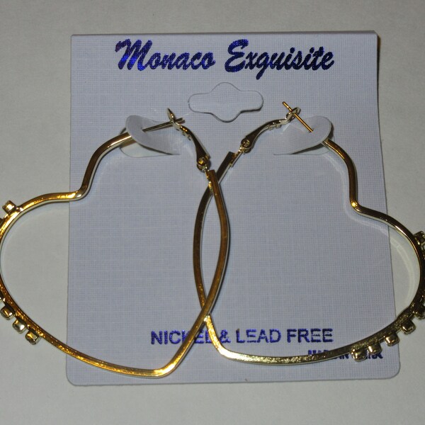 Rhinestone Heart Hoop Earrings