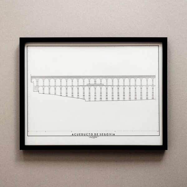 AQUEDUCT of SEGOVIA PRINT / Architectural Blueprint Poster – Rome - Architectural Drawing - Interior Design- Roman Aqueduct