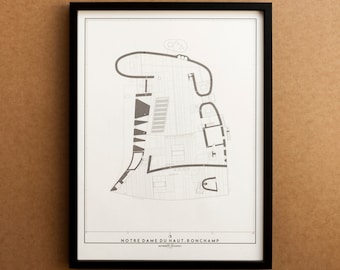 RONCHAMP CHAPEL PRINT / Architectural Blueprint Poster - Architecture Sheet – Modern Movement - Architectural Drawing - Interior Design