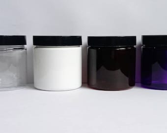 4oz Plastic Jar With Lid Various Colors with Black Smooth Lid with Liner