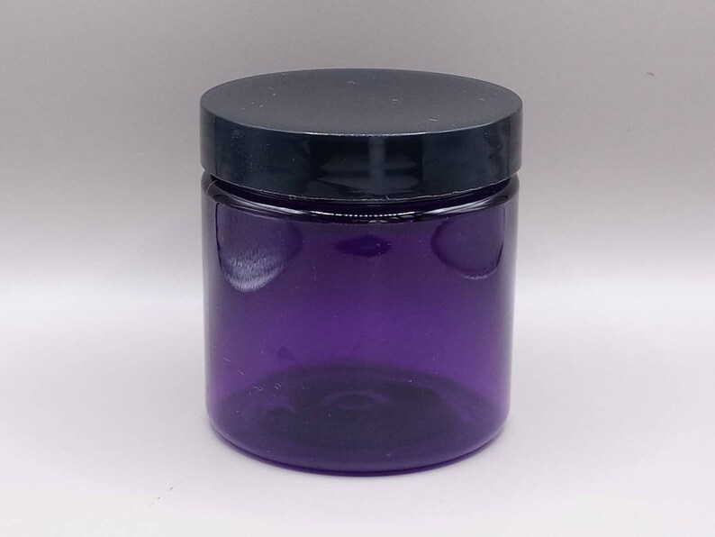 May include: A clear purple glass jar with a black lid. The jar is empty and ready to be filled with your favourite product.