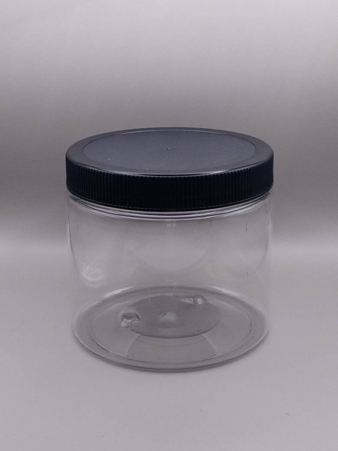 16 oz Clear PET Jars w/ White Ribbed Plastic Unlined Caps
