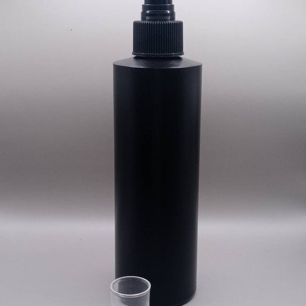 8oz Matte Black Plastic Bottle With Spray Mister or Rocker Top