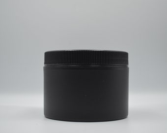 8oz Matte Black Jar with 89mm Ribbed Lid and Liner- 3  6  12 Pack