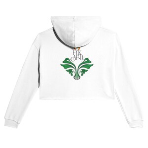 Nadruk z hasłem „FCK AfD” na damskiej krótkiej bluzie z kapturem