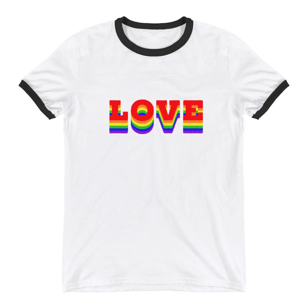 LOVE Ringer T-Shirt Rainbow Love shirt Pride shirt LGBTQ | Etsy