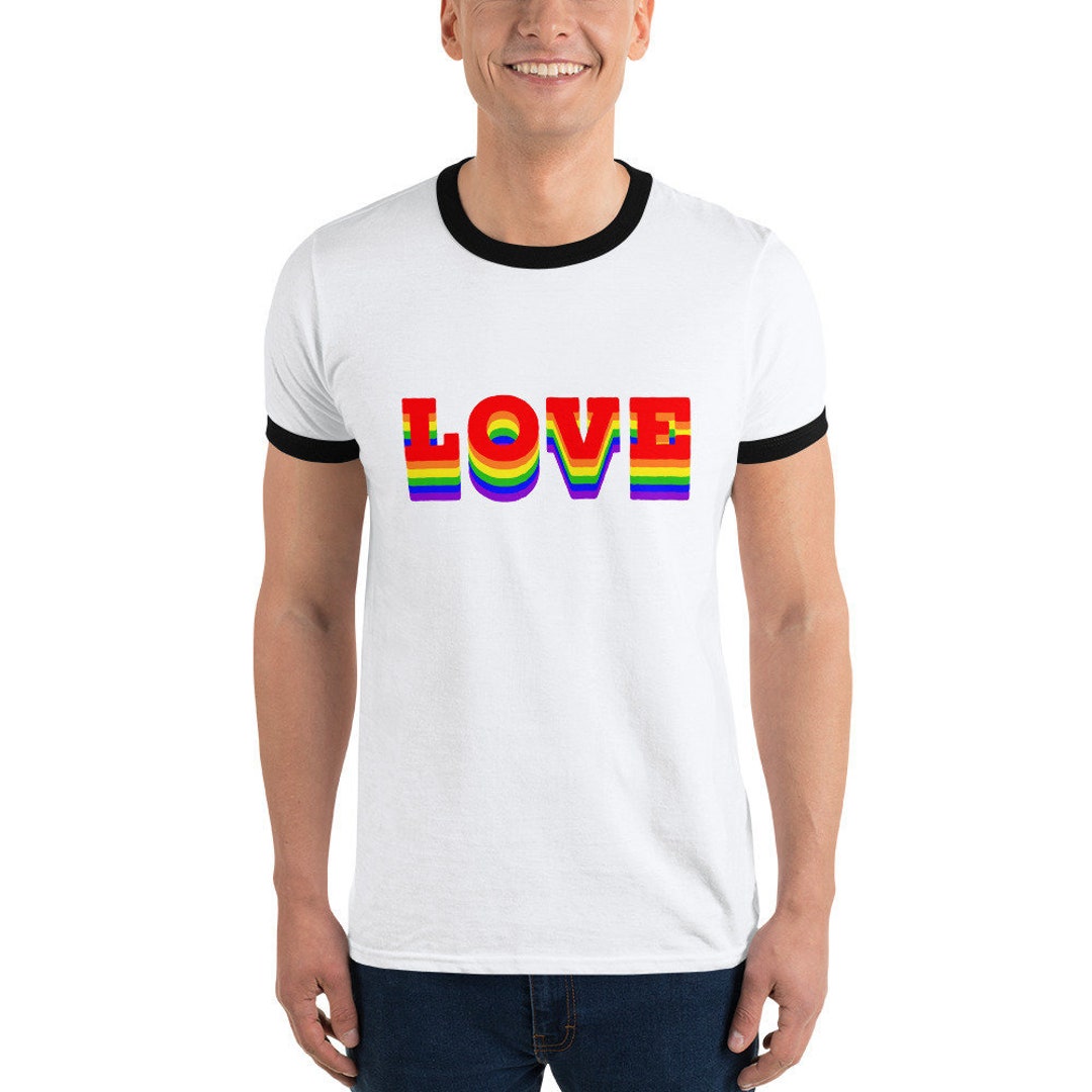 LOVE Ringer T-shirt Rainbow Love Shirt Pride Shirt LGBTQ - Etsy