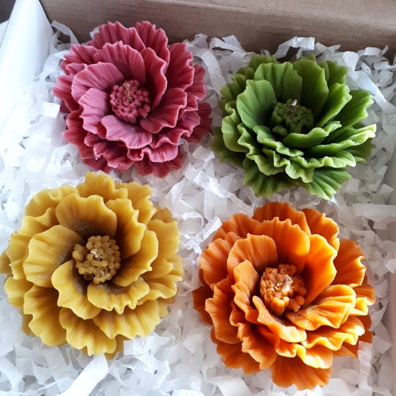 Flower shaped beeswax decorative candles / Candle set / Beewax Etsy
