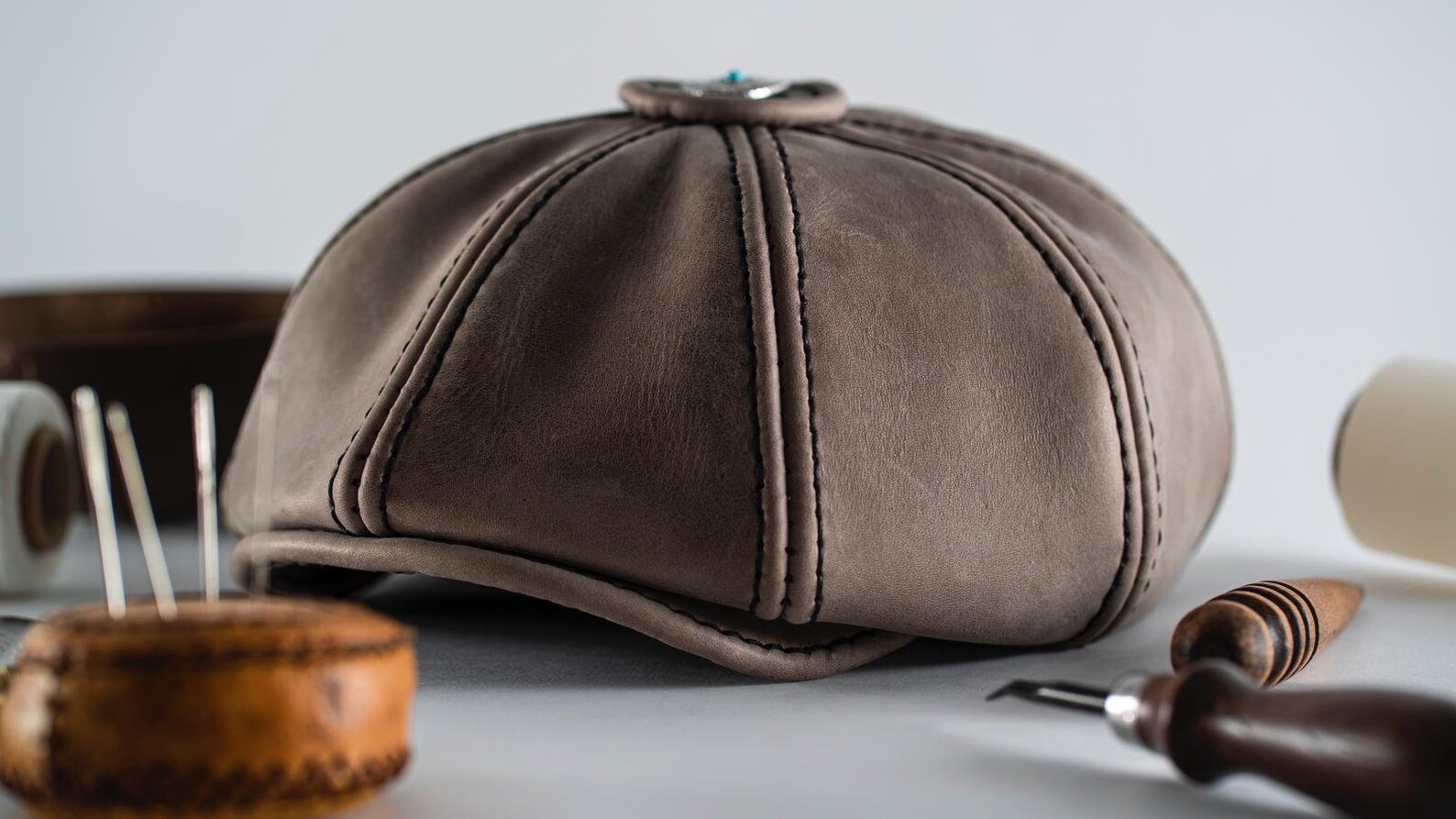 Leather Paperboy Has100 Handmade Cap Hat Leather Cap Etsy