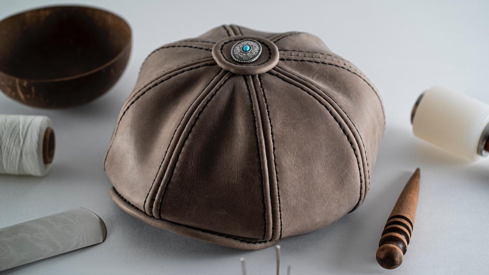 Leather Paperboy Has100 Handmade Cap Hat Leather Cap Etsy