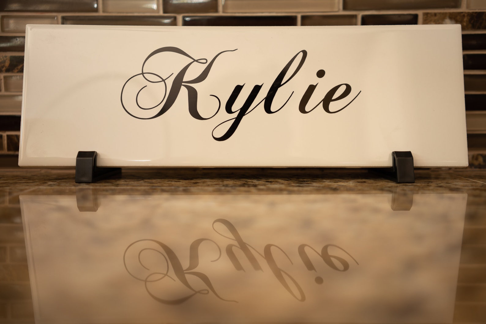 Personalized glass name plaque glass tile name plate Etsy