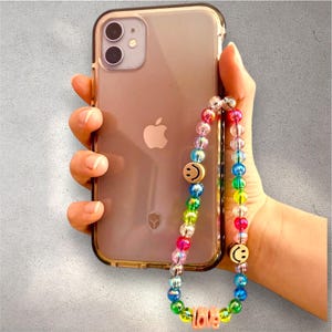 Joya para móvil personalizada – Nombre y cuentas de colores – Regalo original