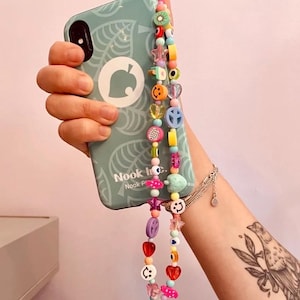 Personalized phone jewel – First name & colored beads – Original gift