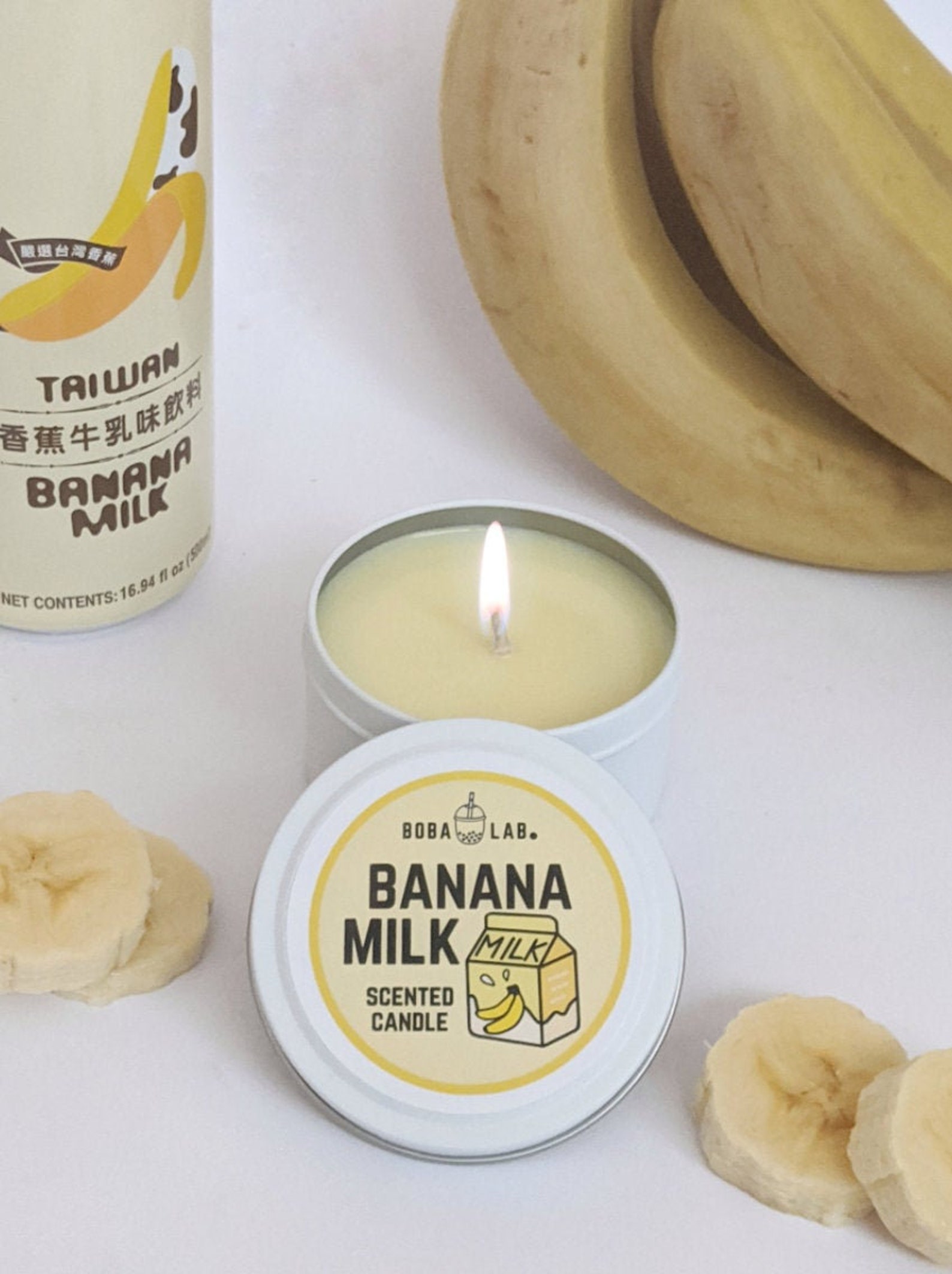 Banana Milk Scented Candle Asian Snack Candle Bubble Tea | Etsy