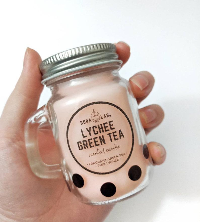 Lychee Green Tea Bubble Tea Scented Candle Fresh Milk Tea Etsy