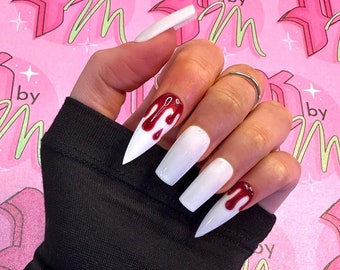 JANE Vampire Set | Luxury Press On Nails | Glue On Nails | Press On Nails | Fake Nails | Custom Nails | Halloween Nails | Blood Nails