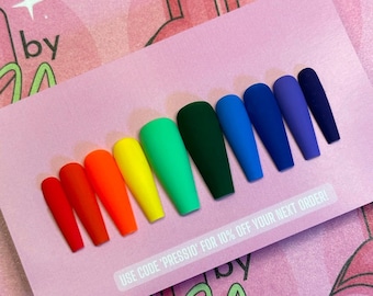 RAINBOW GRADIENT Set | Luxury Press On Nails | Glue On Nails | Press On Nails | Fake Nails | Custom Nails | Gradient Nails | Rainbow