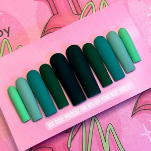 GREEN GRADIENT Set |Luxury Press On Nails|Glue On Nails|Press On Nail |Fake Nails | Gradient Nails | Green Nails | Basic Set |Color Gradient