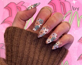 AMELIA Fall Flower Set | Luxury Press On Nails | Glue On Nails | Press On Nails | Fake Nails | Custom Nails | Fall Nails