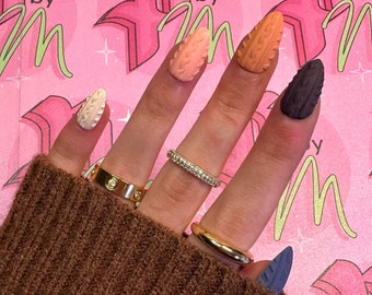 SWEATER WEATHER Fall Set | Luxury Press On Nails | Glue On Nails | Press On Nails | Fake Nails | Custom Nails | Fall Nails