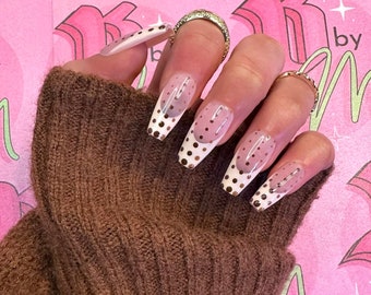DOTTED FALL FRENCH Set | Luxury Press On Nails | Glue On Nails | Press On Nails | Fake Nails | Custom Nails | Fall Nails
