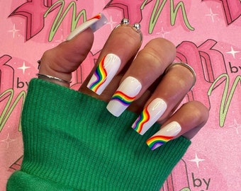 RAINBOW BABY PRIDE Set | Luxury Press On Nails | Handpainted Nails | Glue On Nails | Press On Nails | Pride Nails | Rainbow Nails