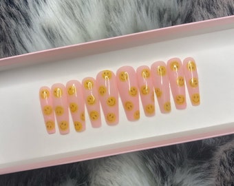 Smiley Face Nails Etsy smiley face nails etsy