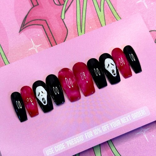 GHOSTIES Halloween Set Luxury Press on Nails Glue on - Etsy