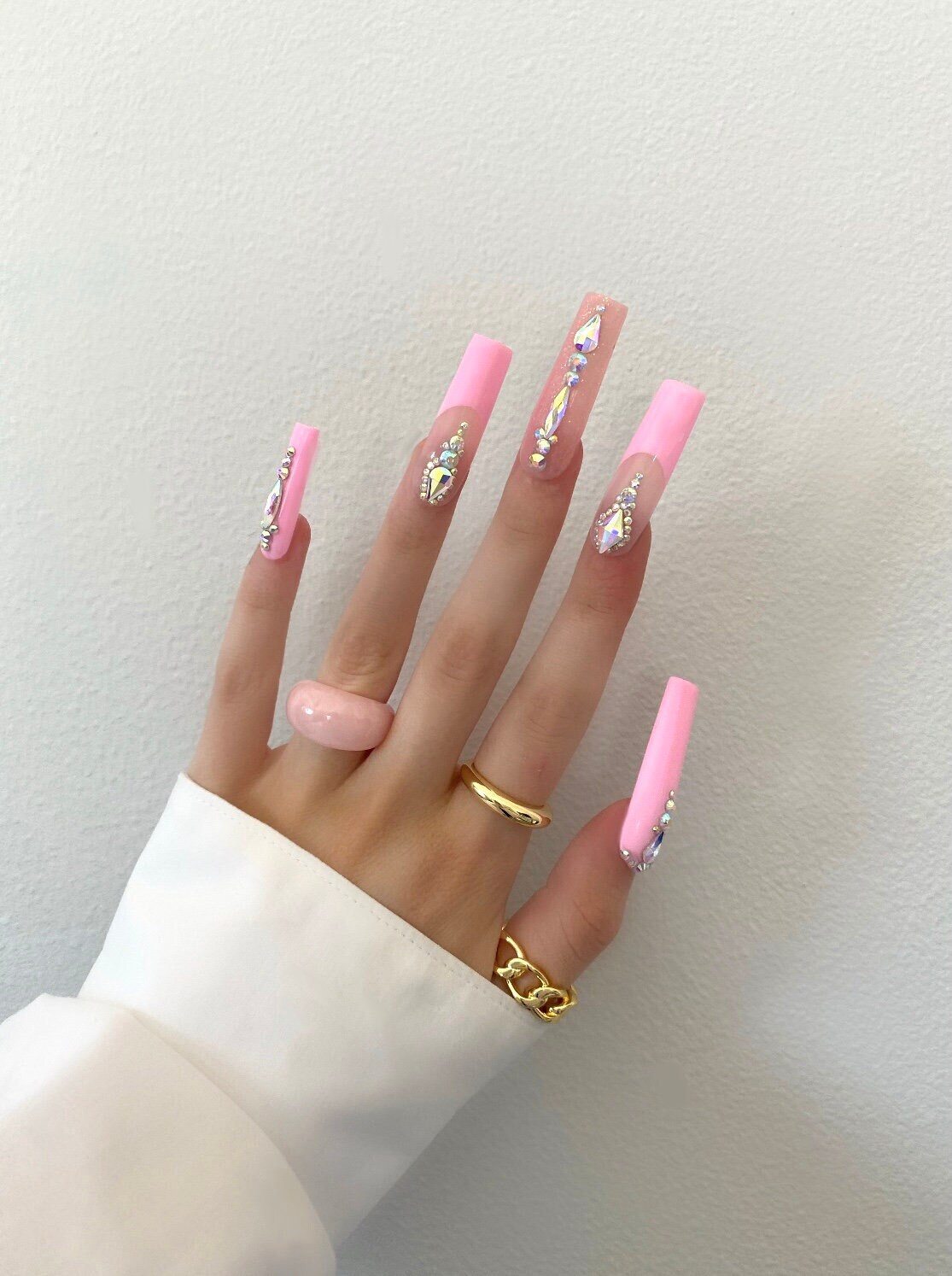Pink Diamond Nails - Etsy