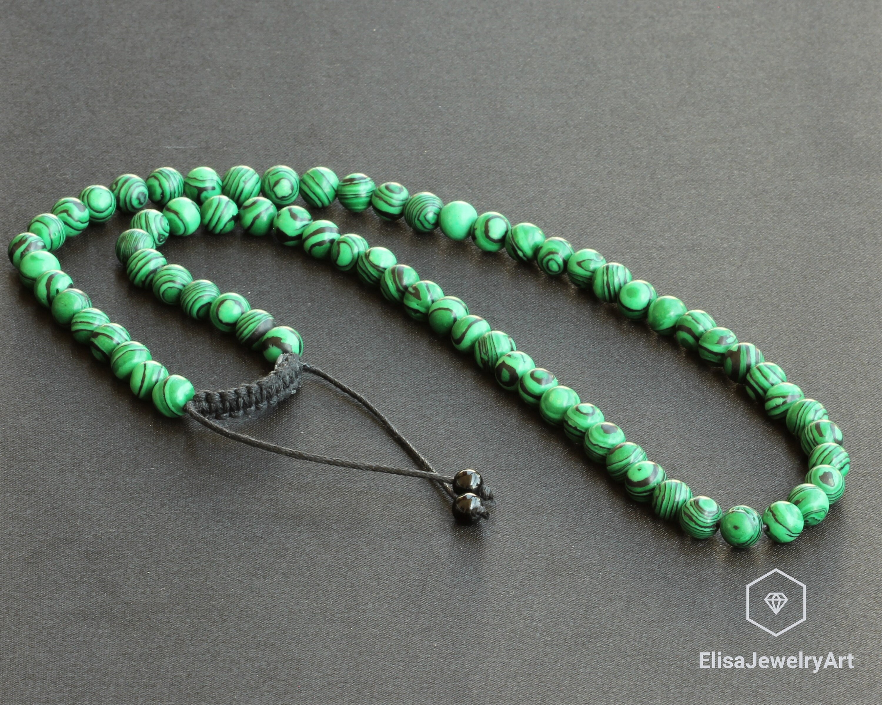 Men's Natural Malachite Beads Necklace Long Necklace Etsy