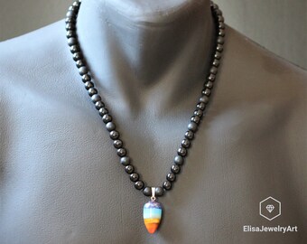 Natural Healing 7 Chakra Pendant Necklace Natural Black Onyx Beads Gemstone Healing Beaded Best Friend Gift Necklace For Her Christmas Gift
