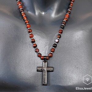 Cross Necklace Natural Carnelian Agate Beaded Necklace Joy Crystal Gemstone Strong Clasp Necklace Libido Necklace