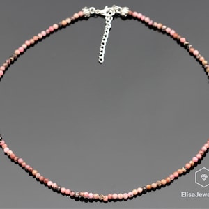 Natural 3mm Tourmaline Choker Adjustable Clasp Closure Beaded Necklace Healing Gemstone Gift For Him Gift For Her Mother&#39;s Day Gift